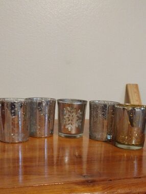 Mercury Glass Votive/ Tealight Candle Holder Set